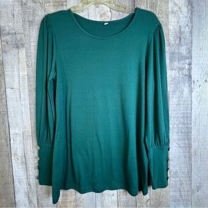 Flawed!! Green Unbranded Small Long Sleeve Crewneck Top with Buttons on …